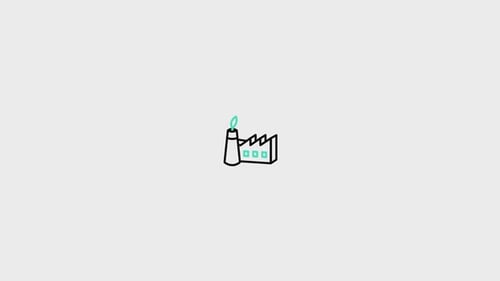 Minimalist Line Art Factory Icon Animation with Rising Smoke