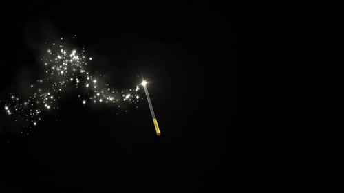 Simple Magic Wand With Sparkles On Transparent Background