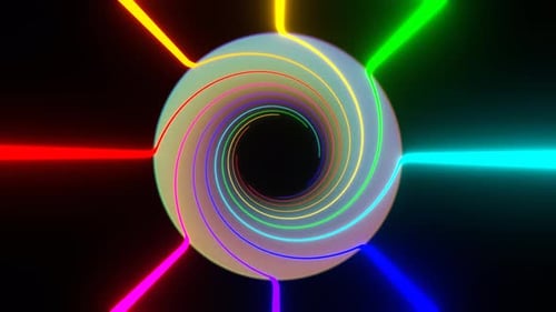 Rainbow Rotating Spiral Lines Background Vj Loop In 4K