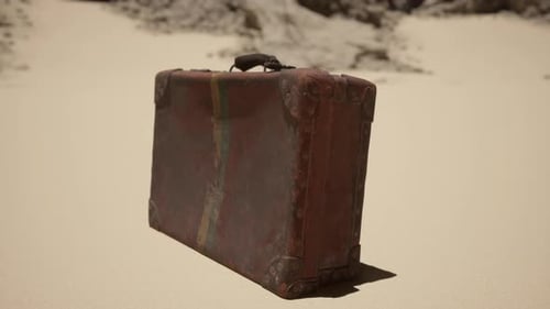 A Piece of Luggage Sitting on Top of a Sandy Beach