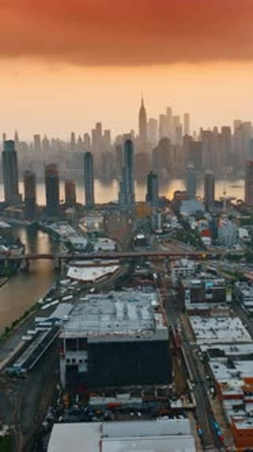 New York city aerial view landscapes. Manhattan buildings cityscapes.