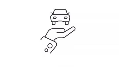 Minimalist Line Icon Animation: Hand Holding Car