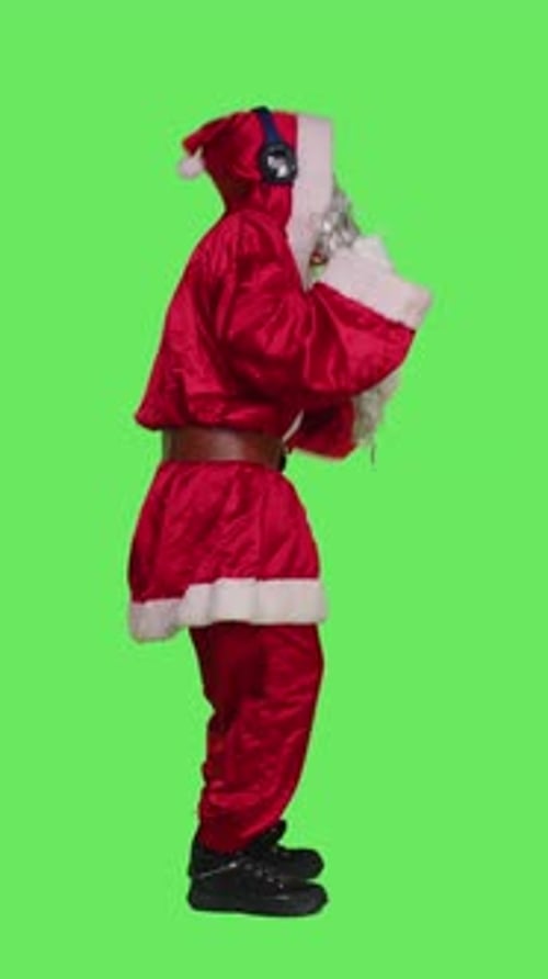 Vertical Video Profile of Santa Claus Using Audio Headset
