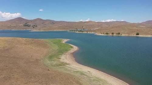 Aerial View Of The Dam Lake And Its Shores