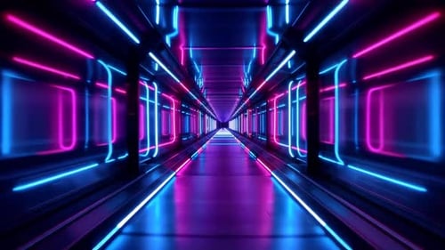 Futuristic Neon Tunnel Hyperspace Journey Loop