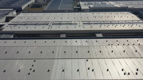 Factory building in city