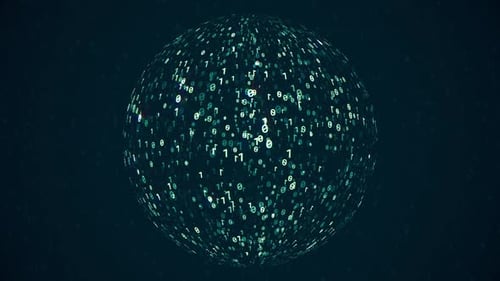 Rotating Digital Globe with Binary Code Data Animation