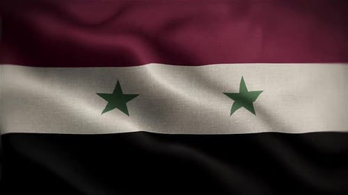 Syriens weht im Wind in Zeitlupe und schwenkt offizielle Flagge