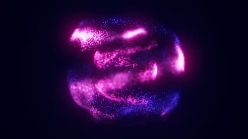 Purple energy magic circle, sphere, ball made of futuristic energy particles, force field