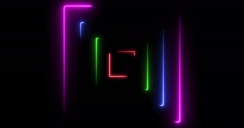 Abstract Looping Neon Square Tunnel Animation