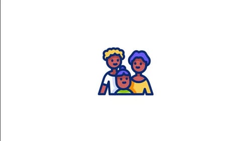 Animated Flat Design Family Icon with Heart