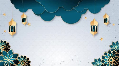 Ramadan Eid Celebration Background with Golden Lanterns