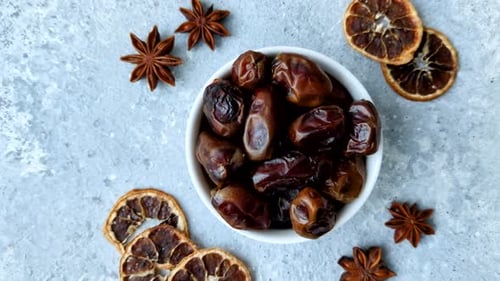 Dates Fruit Close Up with Star Anise