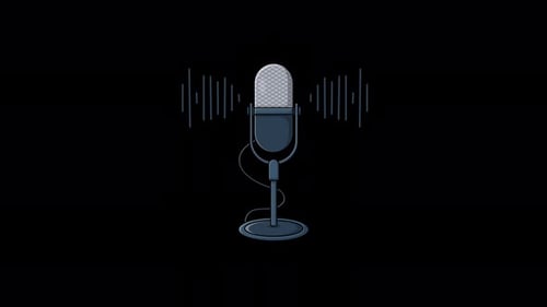 Podcast Microphone. Sound Recording Equipment Concept Animation Video - Transparent