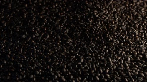 Roasted Coffee Beans Close Up Overhead