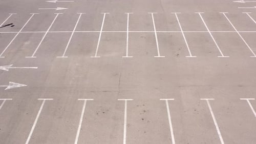 Aerial Drone footage over Empty Parkin lot