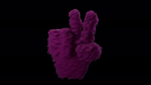 Animated Furry Hand Peace Sign Gesture