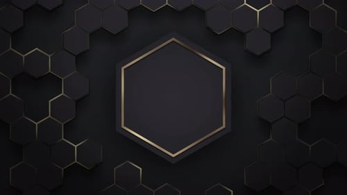 Elegant Hexagon Grid Background with Golden Frame Animation