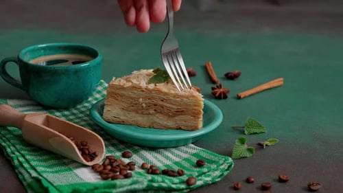Flaky Mille-Feuille Cake with Coffee and Cinnamon