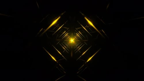 Flying Into Glowing Abstract Tunnel