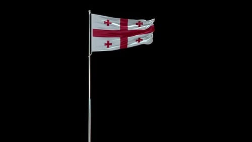 Realistic Georgia National Flag Waving Animation on Flagpole