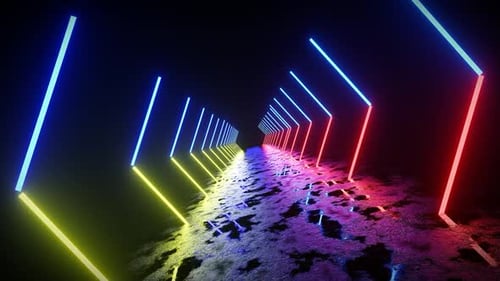 Colorful Neon Light Tunnel Background