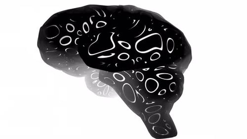 Rotating Abstract Brain with Dynamic Organic Patterns