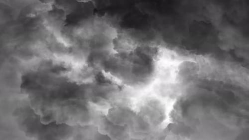 a thunderstorm inside the dark cumulus cloud with flashes of lightning, 4k thunderstorm