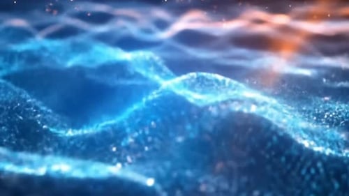 Abstract Glowing Particle Waves Energy Flow Background