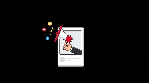 Social Media Marketing Megaphone with Animated Icons