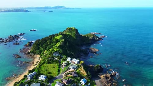 Aerial view of the coastline, New Zealand.