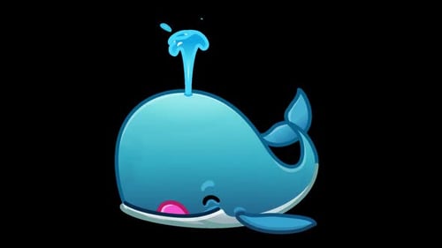 Animated Cute Blue Whale Character Performing Various Actions