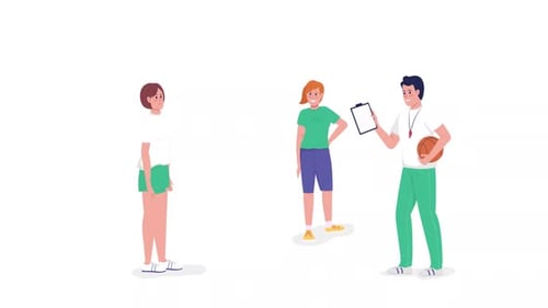 Animated Characters Exercising With Coach