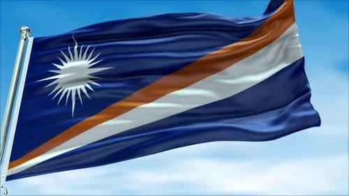 Marshall Islands Flag Waving in Realistic 3D Loop