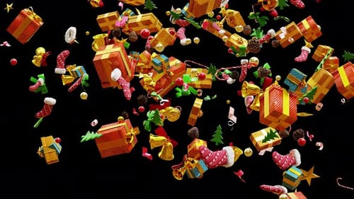 Collection Of Christmas Objects Explosion 04 4K