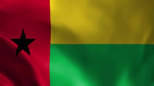 Realistic Guinea-Bissau Flag Waving Animation
