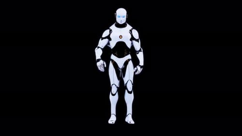 Robotic Marvel in Bewegung auf einer schwarzen Bühne