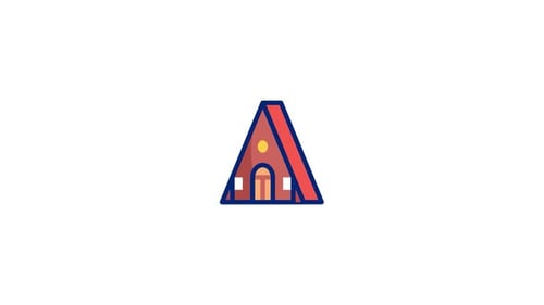 Flat Design House Icon Animation Reveal