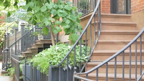 New York City Townhouse Building Brooklyn Heights Residential Brownstone House Architecture in USA