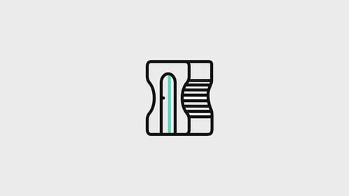 Animated Flat Design Pencil Sharpener Icon Reveal