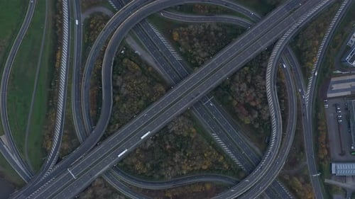 Aerial view of highway interchange, Belgium.