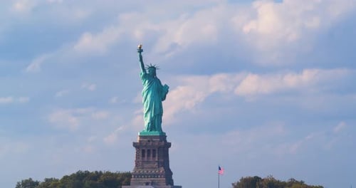 Statue of Liberty and ellis island a beautiful aerial view of New York City
