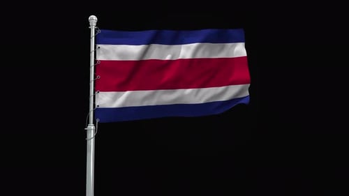 Realistic Costa Rica Flag Waving on a Pole