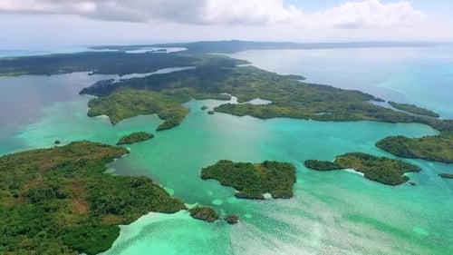 Beautiful blue sea, small island