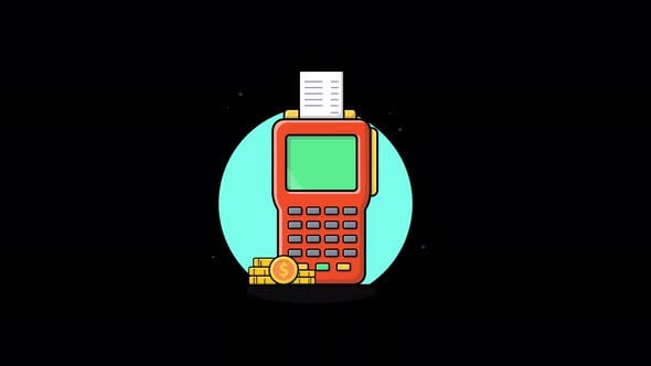 POS Machine and Gold Coin. Online Payment Concept Animation Video ...