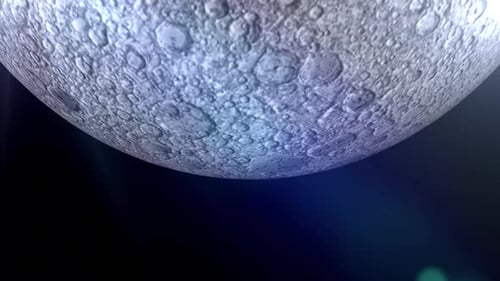 Rotating Realistic 3D Moon Surface in Dark Space