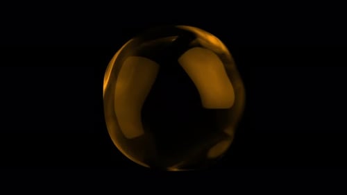Golden sphere morphing and pulsating on black background