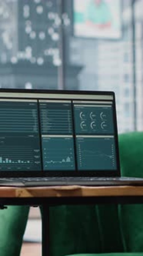 Vertical Video Big Data Reports and Graphics Showcasing Business Corporation Success