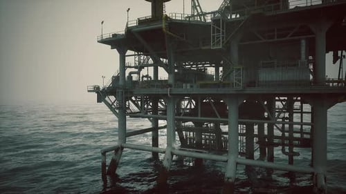 Examination Area of Offshore Oil Structures Displaying Safety Equipment