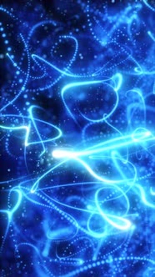 Glowing blue energy swirls and particles on a dark background